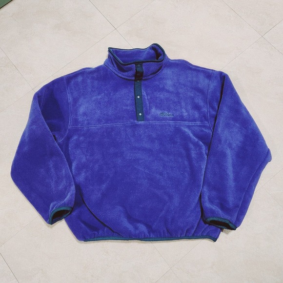 VTG 90s LL Bean Womens XL 1/4 Snap-T Super Soft Fleece Jacket Script USA Made - Picture 2 of 11